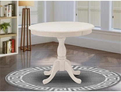 East West Furniture AMT-ABC-TP Antique Modern Kitchen Table - a Round Dining Table Top with Pedestal Base, 36x36 Inch, Butter Cream