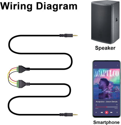 Poyiccot 3.5mm Speaker Wire Adapter, 3.5mm (1/8") 4 Pole Stereo TRRS Male Jack to AV 4 Screw Terminal Block Balun Connectors Cable 30cm (1/8inch/ 4pin)