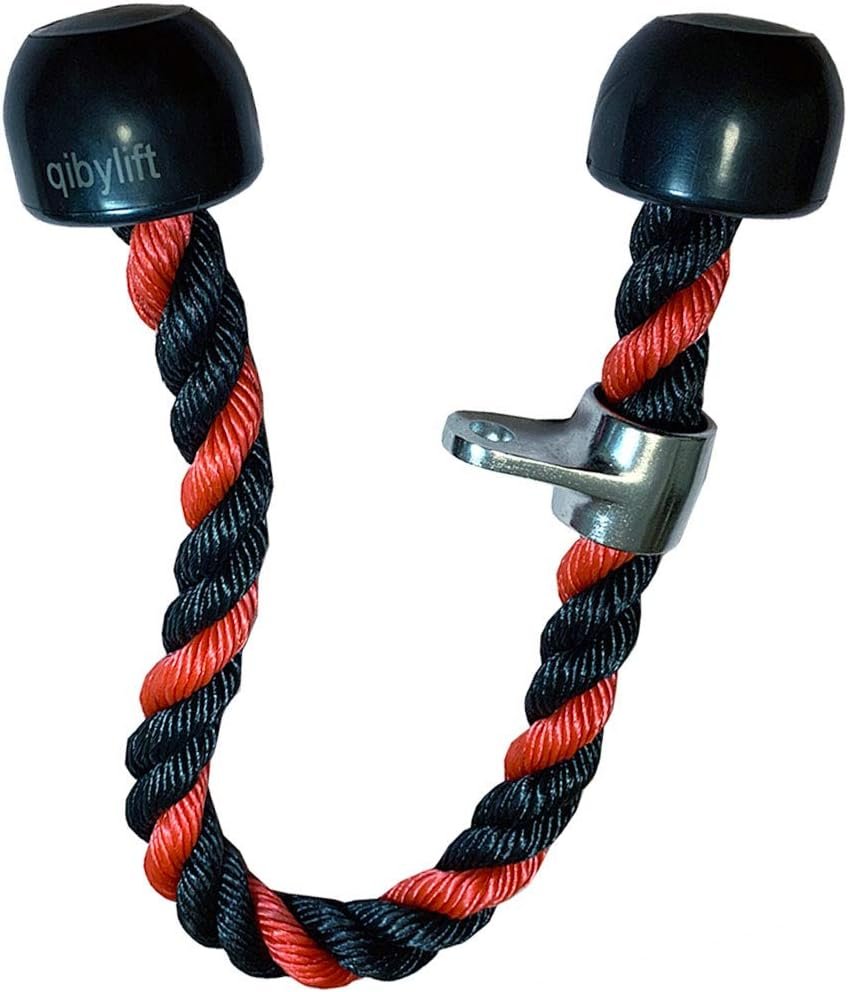 Deluxe Tricep Rope Pull Down - 27 INCH Rope Length, Easy to Grip & Non Slip Cable Attachment