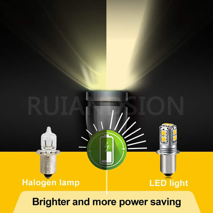Ruiandsion P13.5S LED Bulb 6-40V 4300K Warm White 6V 9V 12V 18V 19.2V 24V Replacement for Torch, Lantern, Work Light, Non-Polarity