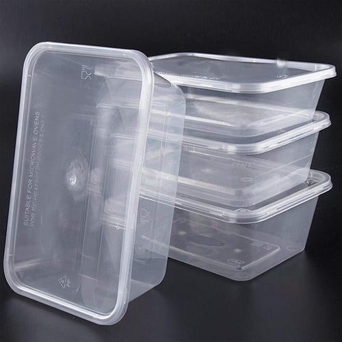 50 Sets Takeaway Containers With Lids, 650ml Microwave Safe Food Containers, Disposable Plastic BPA Free Packaging for Restaurants
