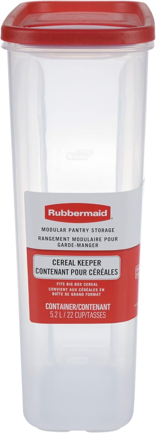 Rubbermaid Cereal Keeper Modular Pantry Food Storage Container, 5.2 L (22 Cup), Dishwasher Safe, BPA-Free