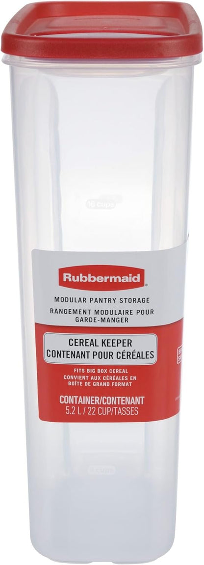Rubbermaid Cereal Keeper Modular Pantry Food Storage Container, 5.2 L (22 Cup), Dishwasher Safe, BPA-Free
