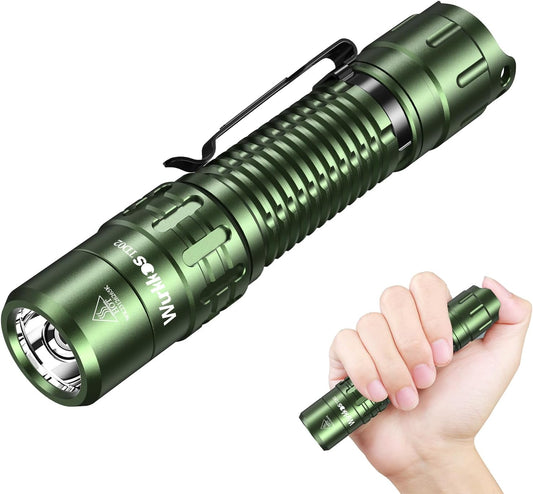 Wurkkos TD02 Led Torch, Ultra Bright Pocket Flashlights Rechargeable,High Lumens Tactical Flashlight EDC Torch with Type C Charging Port Tail Switch for Outdoor and Indoor Activities(Green)