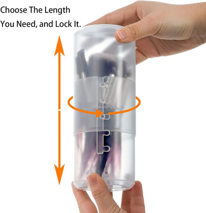 TOPZEA 4 Pack Retractable Makeup Brush Holders, Plastic Portable Cosmetic Organizer Travel Makeup Accessories Cups with Lid, Dust-proof Brushes Storage Case for Women, Make-up Artist, Translucent,