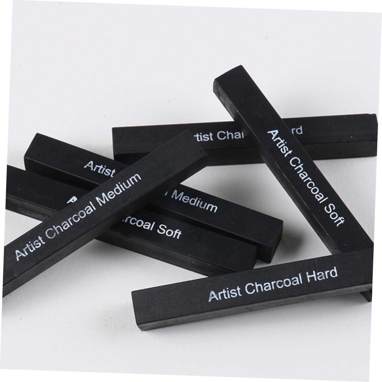 TEHAUX Professional Shading Charcoal Sticks 6 Soft-medium-hard Carbon Rods for Students