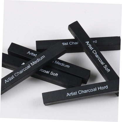 TEHAUX Professional Shading Charcoal Sticks 6 Soft-medium-hard Carbon Rods for Students