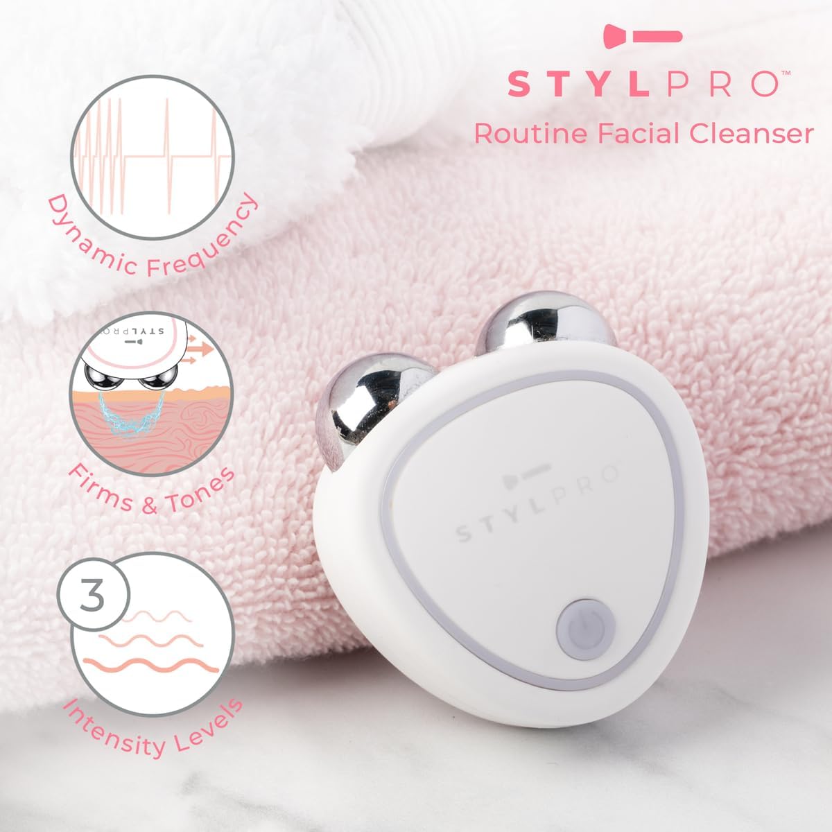 STYLPRO Mini Microcurrent Facial Toning Device – Firming & Lifting, Non-Invasive, Long Lasting, Time Saving, Home Facial, Microcurrent Technology, 3 Intensity Settings, Rechargeable, Portable