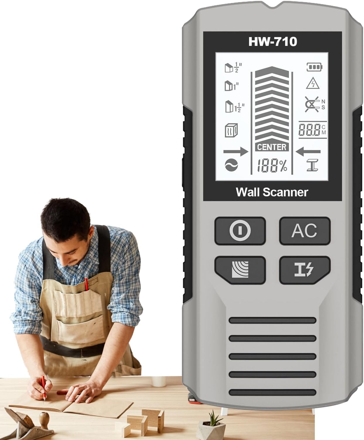 Stud Finder, Handheld Metal Detector, Multifunctional Audio Alert Scanner Tool with LCD Display for Home Renovation Safety and Construction Use, 5.91x2.64x1.18 Inches 1 Piece