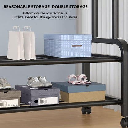 Generico Appendiabiti 3 in 1 Resistente con Porta Scarpe, capacità 100 kg, Organizer Mobile per Vestiti per Ingresso, Soggiorno, corridoio e Camera da Letto, Disponibile nelle Misure 120 cm/140 cm.