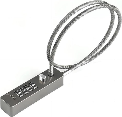 Tcyoatoa Cable Locks Combination, 23-3/5'' Length Steel Cable Rope 4-Digit Combination Lock Resettable Code for Bikes, Lockers, File Cabinets, Wardrobes, Small Fences, Refrigerator Door(Gun-Grey)