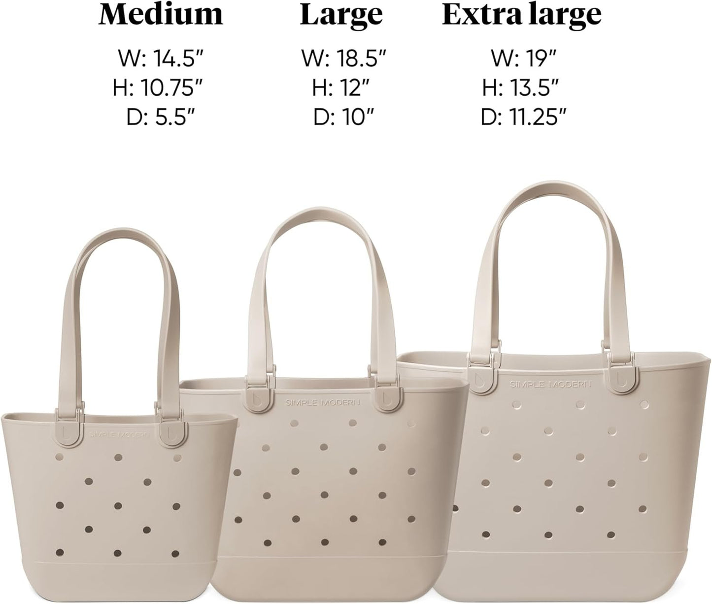 Simple Modern Beach Bag Rubber Tote | Waterproof Large Tote Bag with Zipper Pocket for Pool, Groceries, Sports |Gifts For Women | Getaway Bag Collection | Almond Birch