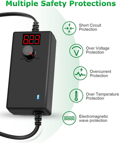 Arkare 36W Universal AC Adapter 12V 3A Variable Power Supply Adapter AC 100-240V to DC 3V 5V 4.5V 6V 9V 12V 3A 2A 1.5A 1A 0.5A Adjustable Switching Multi Voltage Power with 15 Tips+ Polarity Converter