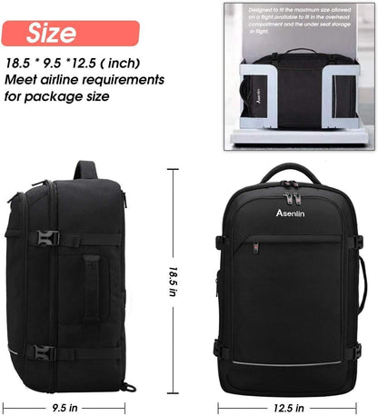 Asenlin 40L Travel Backpack ï¼Œ17 Inch Laptop Backpack Flight Approved Luggage Carry On Water Resistant Computer Backpack