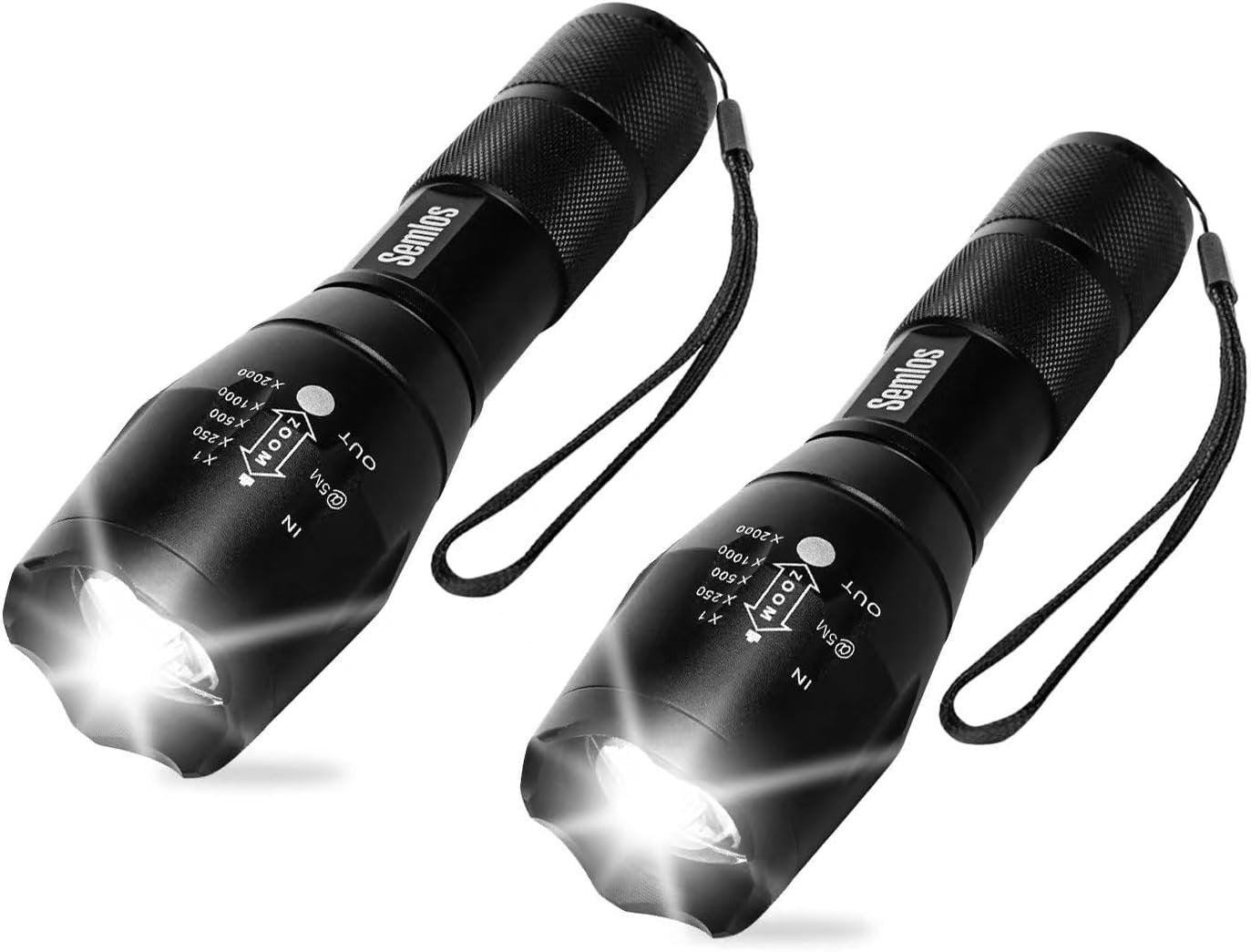 Semlos 2 Packs Rechargeable LED Flashlights, Bright Pocket Handheld Flashlights, Zoomable LED Torch, Waterproof Camping Lights for Outdoor, Emergency (Batteries Not Included)