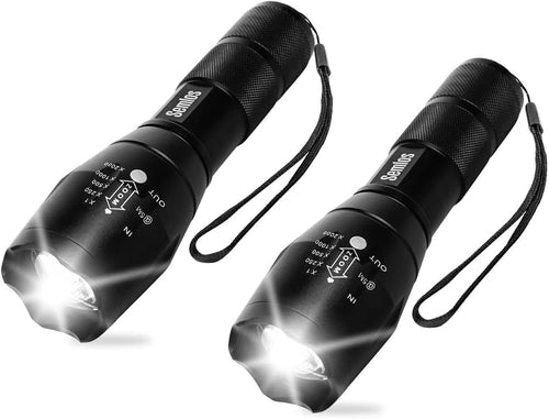Semlos 2 Packs Rechargeable LED Flashlights, Bright Pocket Handheld Flashlights, Zoomable LED Torch, Waterproof Camping Lights for Outdoor, Emergency (Batteries Not Included)