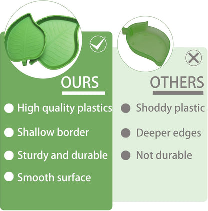 2 Pcs Reptile Leaf Food Water Dish Bowl,Food Feeding Plate Reptile Accessories for Turtles, Geckos, Lizards, Hamsters, Snakes, Spiders, Frogs, Chameleons and Other Reptiles (Large and Small)