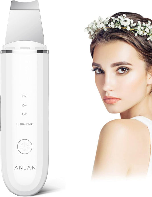 ANLAN Professional Ultrasonic Skin Scrubber for Deep Cleansing Face Peeling and Care, 4 Modes Blackhead Removal, USB Rechargeable