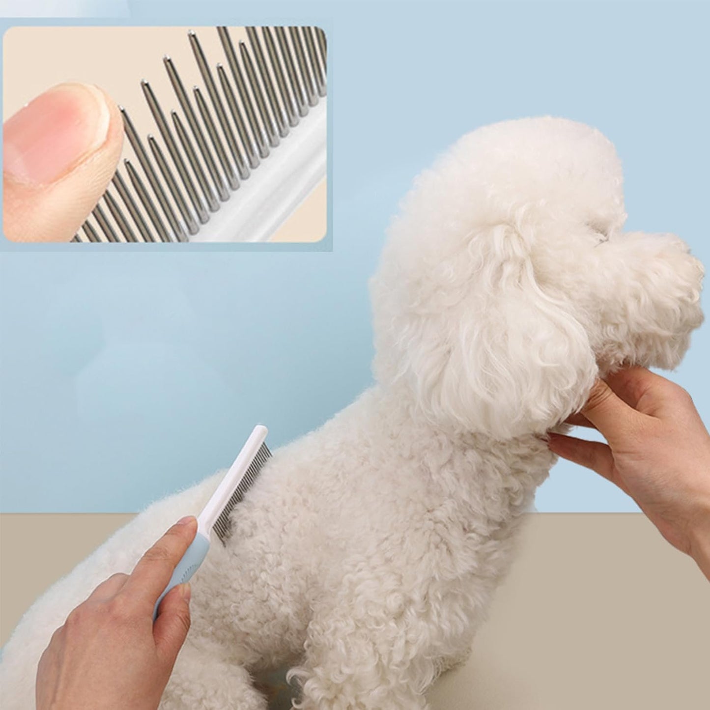 Lqucwepp 2PCS Pet Combs,Pet Hair Comb,Long & Short Stainless Steel Teeth for Dogs & Cats Home Grooming Kit, Removes Knots, Mats and Tangles Title