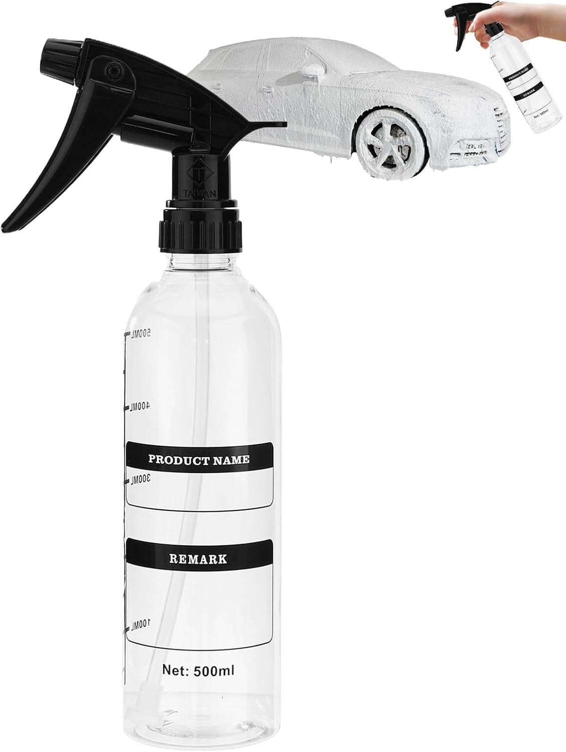 Zqkimzi Car Wash Sprinkle Bottle, Bottled Spray for Car Detailing, 500ml Mist Dispenser, Adjustable Nozzle for Exterior Cleaning, Ideal for Garden, Lawn, Motorcycle, Vehicle Maintenance