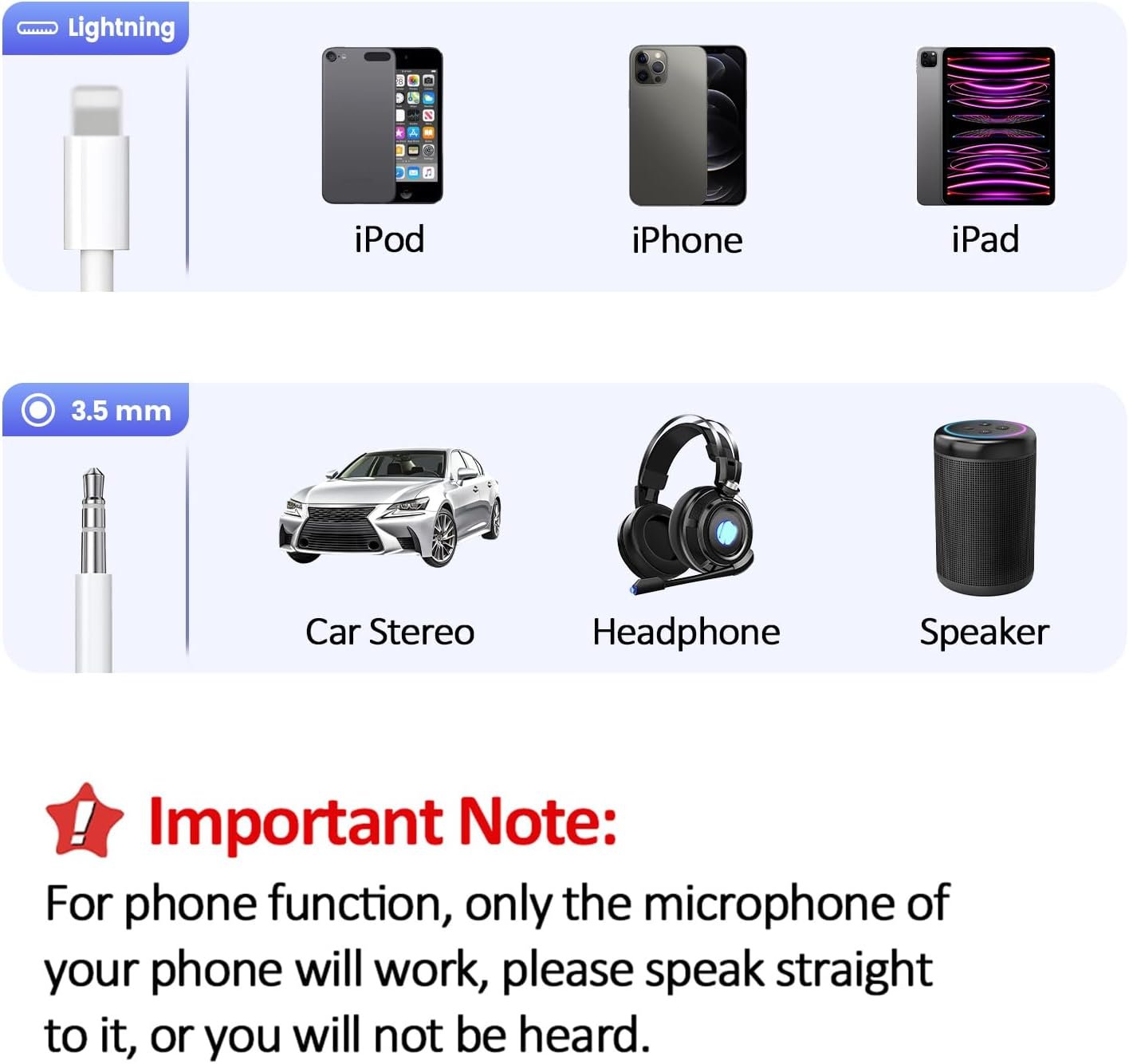 Oblinple Aux Cord for iPhone, 3.5mm Male Auxiliaire Cable Audio Jack Adapter, 3.3FT Auxiliary Cable for Car Home Stereo, Speaker, Headphone Jack Cable for iPad, iPhone 14 Pro 13 12 11