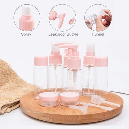 Travel Bottles Kit, Leak Proof Portable Toiletry Containers Set, Clear BPA Free PET Cosmetic Containers for Lotion, Shampoo, Cream, Soap, Set of 11 (Pink, Pack of 1)