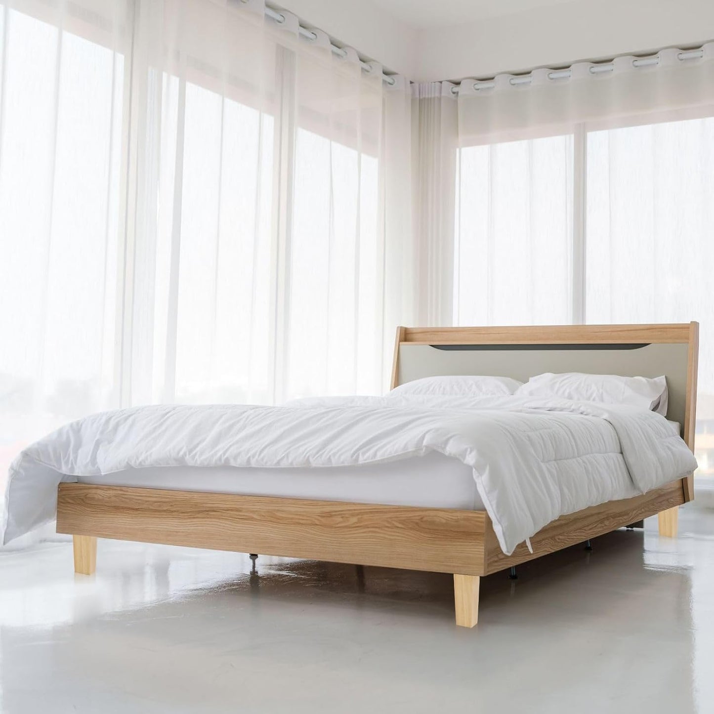 Luabue 4 Pieces Wooden Furniture Feet 20 cm Square Wooden Legs for Cabinet Sofa Bed Table with Mounting Plate, Non-Slip Pad and Screws