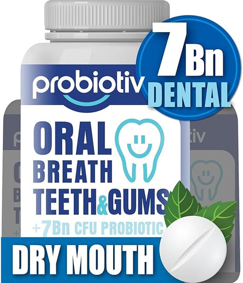 Oral Probiotics for Mouth Bad Breath 7 Billion CFU - Chewable Dental Probiotics for Teeth & Gums, Fresh Breath Freshener & Dry Mouth Relief, Supports Oral Microbiome