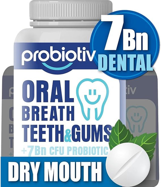Oral Probiotics for Mouth Bad Breath 7 Billion CFU - Chewable Dental Probiotics for Teeth & Gums, Fresh Breath Freshener & Dry Mouth Relief, Supports Oral Microbiome