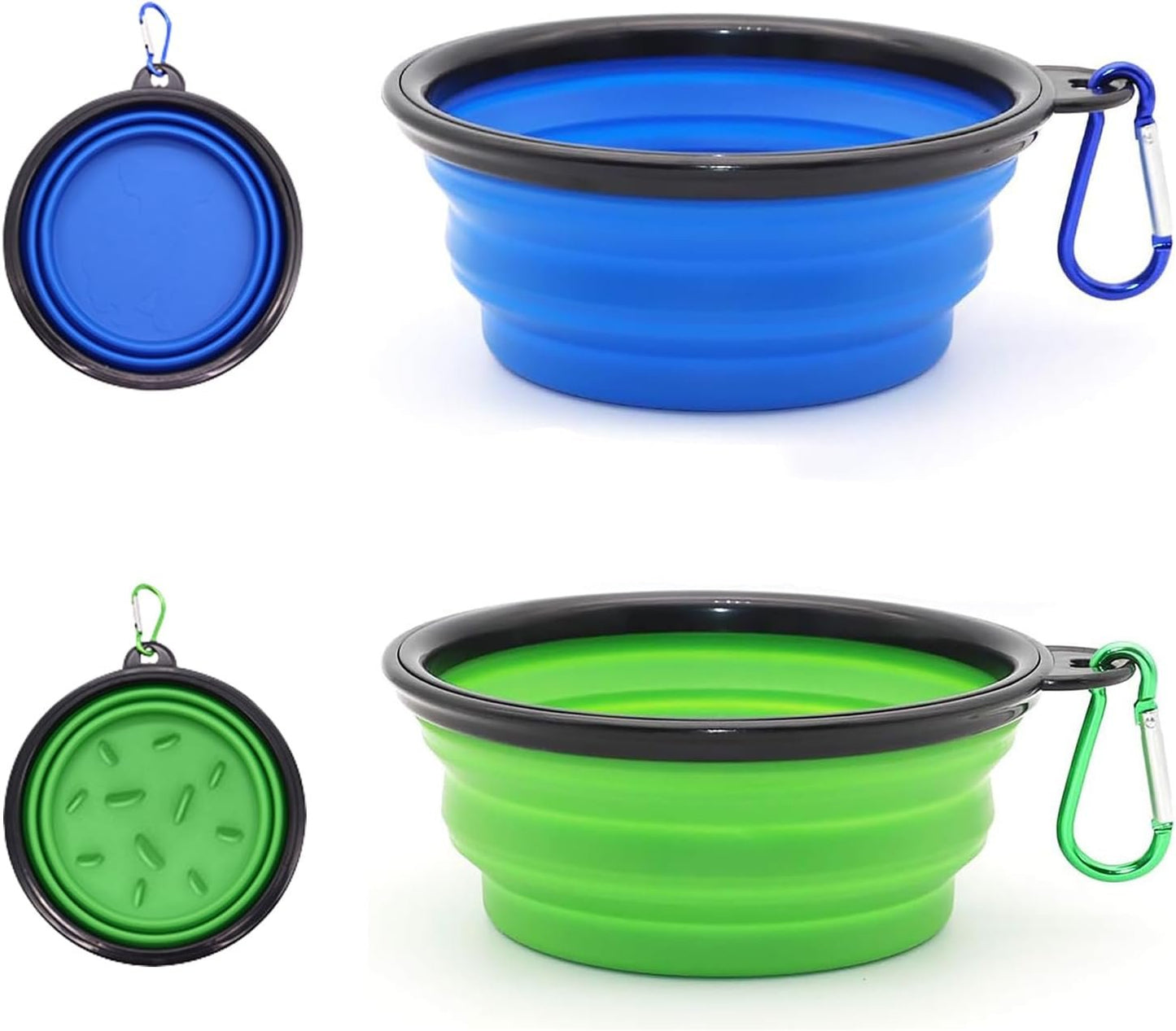 ARTECARE Portable Pet Travel Dog Bowls, 2 Pack Convenient Collapsible Dog Bowls, Small Pet Slow Feeder Design for Dogs Cats Feeding Watering with 2 carabiners