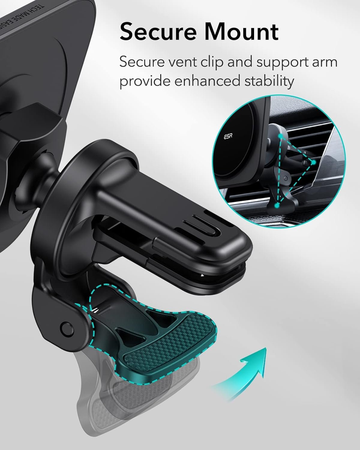 ESR for MagSafe Car Mount, Air Vent Magnetic Car Phone Holder, Magnetic Phone Car Mount for iPhone 16 15 Pro Max Plus 14 13 12 Mini, Galaxy S25 Ultra, MagSafe Car Accessories, Charging Not Supported