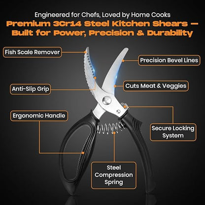 Poultry Shears, Kitchen Scissors for Food With Safety Lock, Kitchen Shears for Food, Meat Scissors, Bone Cutter, Chicken Cutter