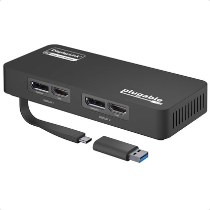 Plugable 4K DisplayPort and HDMI Dual Monitor Adapter for USB 3.0 and USB-C, Compatible with Windows and Mac