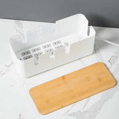 Cable Management Box, Wooden Wire Box, Surge Protection Case, Protects Against Electrical Hazards, Elegant Design, Solid Construction, 30.4x12.3x11.6cm, for Home