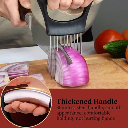 Onion Cutter Holder, Vegetable Slicer Cutting Tools with 10 Prongs, Meat Slicer Meat Tenderizer Needle, Handy Kitchen Gadgets Safety Cooking Tools