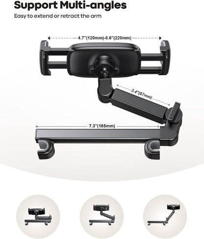Lamicall Car Headrest Tablet Holder - [Extension Arm] Adjustable iPad Car Mount for Back Seat, Road Trip Essentials for Kids, 4.7-11" Tablet iPad Pro, Air, Mini, Galaxy, Fire, Black