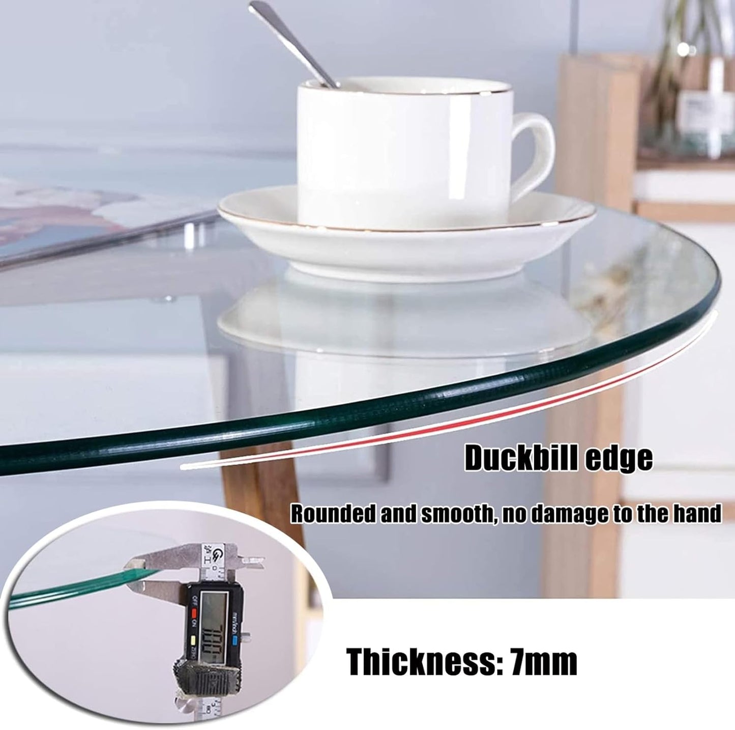 Round Tempered Glass Tabletop – 80 cm, 90 cm, 100 cm, Durable & Sturdy Dining Table Glass – Ideal for Center Table – Elegant Round Glass Surface