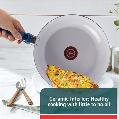 UWSKLAOJDF 14-Piece Ceramic Non-Stick Cookware Set, Non Stick Pot Set Cooking Food Kitchen cookware Set Kitchen