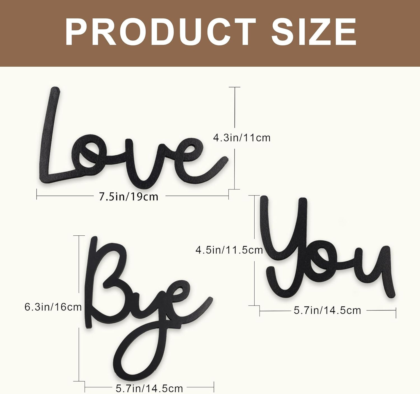 Love You Bye Black Wall Decor, Hanging Wood Home Wall Decor, Family Wall Decor with Letters, Entryway Wall Art, Farmhouse Gather Wall Decor for Hallway Living Room (Black)