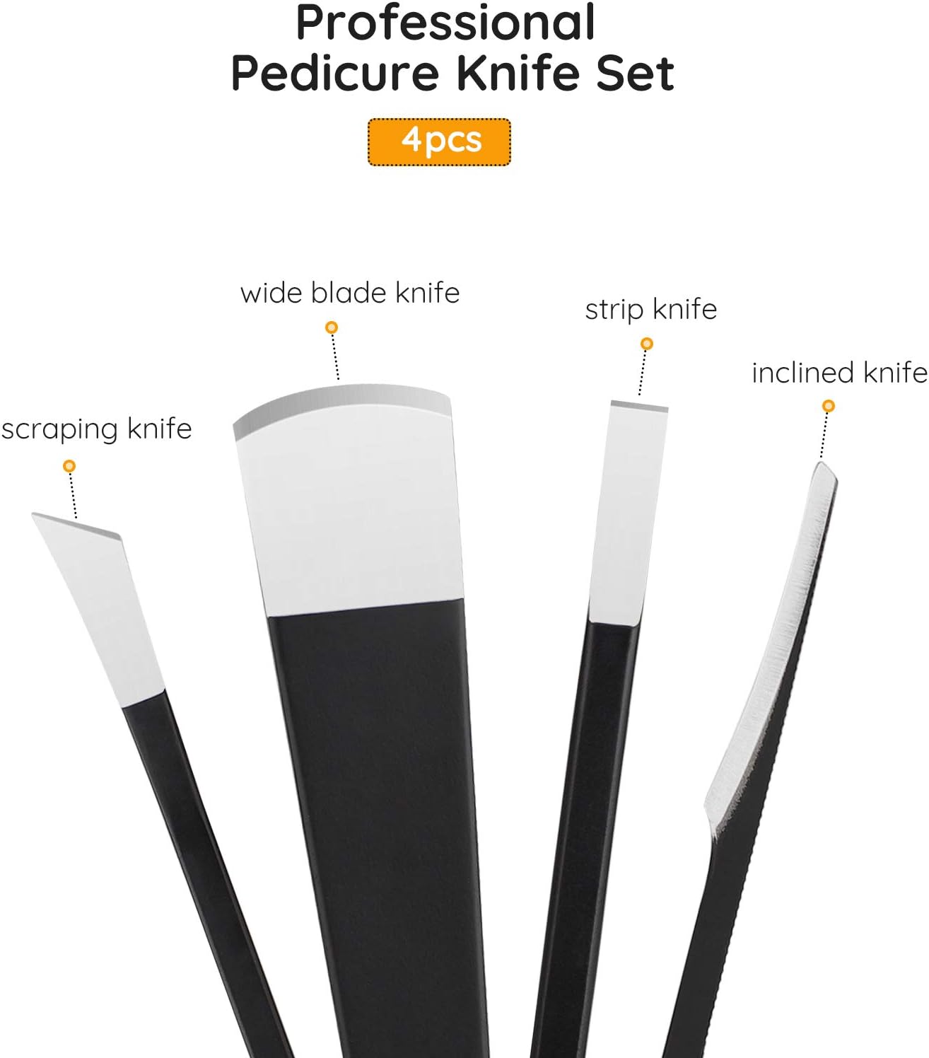 4pcs Pedicure Knife Set, Segbeauty Ingrown Toenail Knife, Correction Nippers Clipper Remover with Carry Bag, High Manganese Steel Nail Care Foot Repair Cutter for Calluses, Beauty Salon Home Use