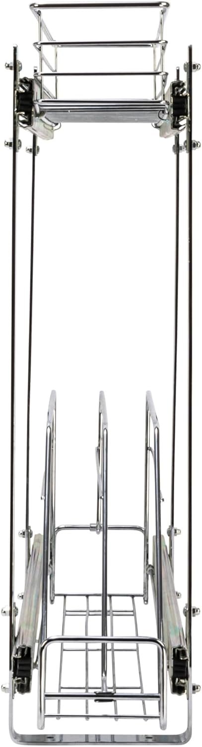 Household Essentials Glidez Multipurpose Chrome-Plated Steel Pull-Out/Slide-Out Storage Organizer for Cookware and Bakeware - 2-Tier Design - Fits Standard Size Cabinet or Shelf, Chrome