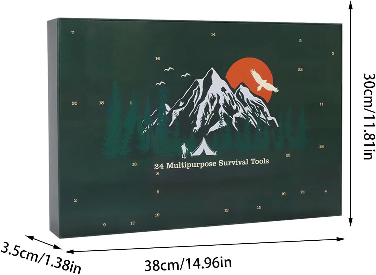 Survival Kit Advent Calendar Men, Survival Tools Advent Calendar 2024 Adult, 24 Days Christmas Countdown Calendas with Survival Kits,Christmas Survival Kit Advent Calendar