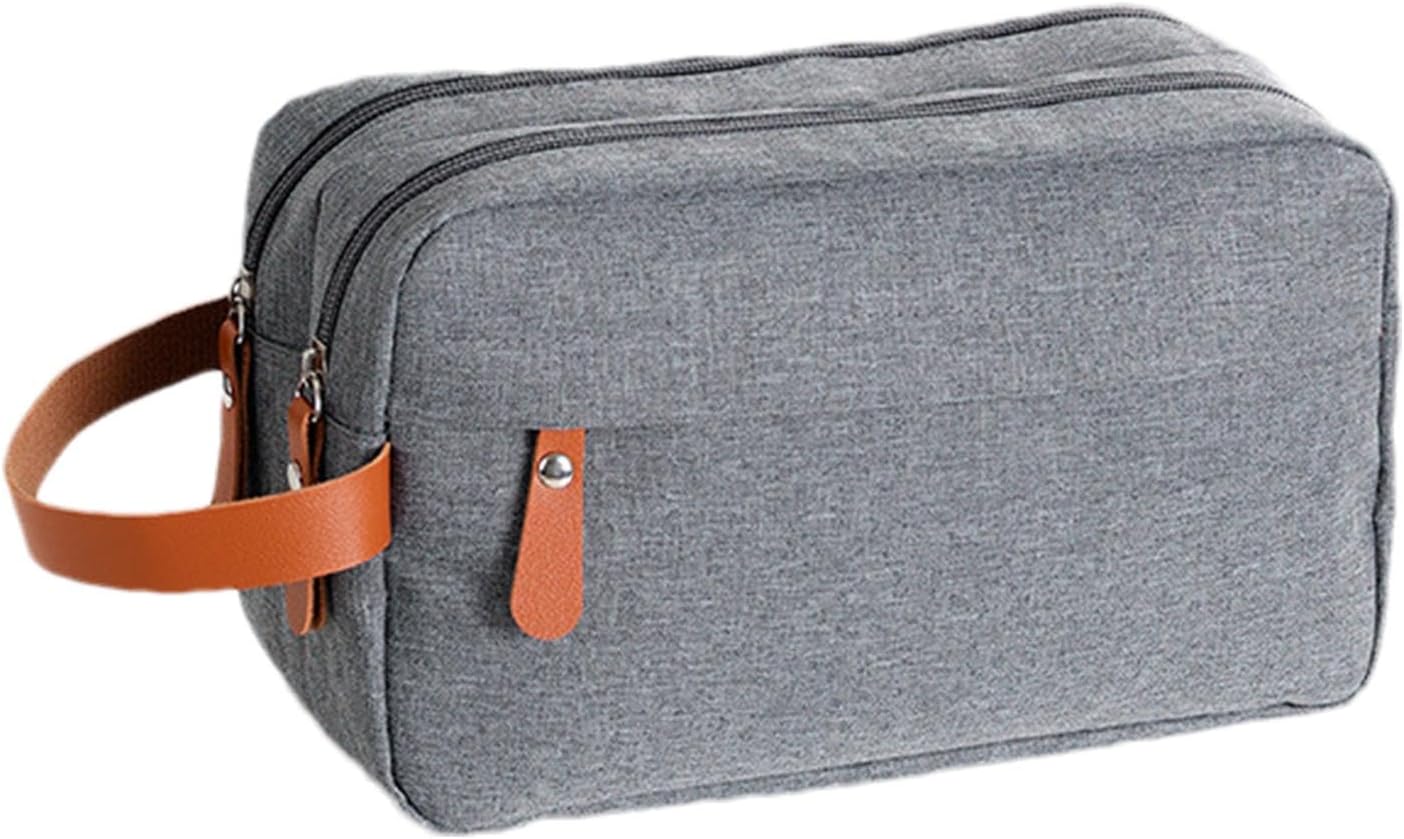 Travel Toiletry Bag, Convenient Double Layer Organizer Case, 9.84 x 3.94 x 5.91 Inches Compact Portable Sturdy Grooming Kit Bag with Handle for Men, Travel and Business Trips, Gray, Please refer to