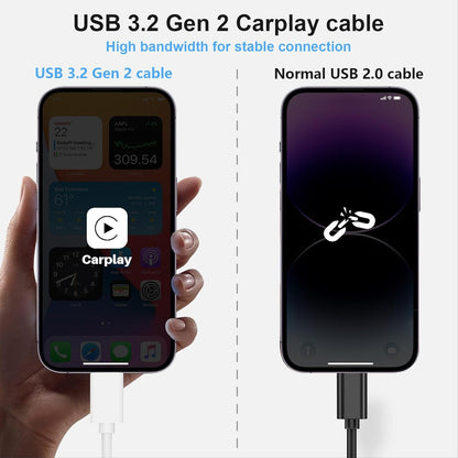 Car Carplay Woven Cable for iPhone 16 15 3.3FT USB A to USB C 3.2 Gen 2 Carplay Adapter Wire for iPhone 16 15 Pro Max, iPad Pro/Air, Samsung Galaxy S25/S24/S23/S22/S21 Google Pixel, Car Charger Cable