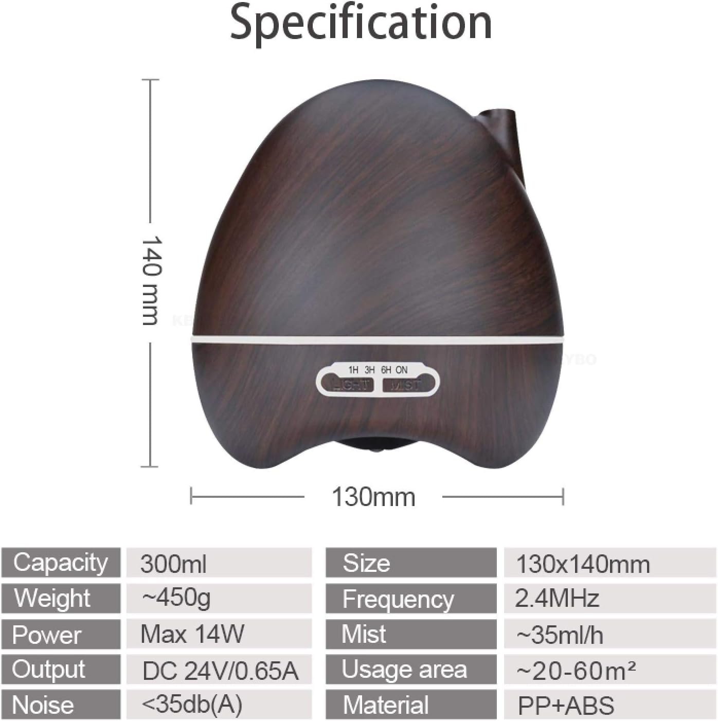 300Ml Remote Control Electric Air Purifier Humidifier Aromatherapy Essential Oil Diffuser with 7 Colors Led K-H59Byk