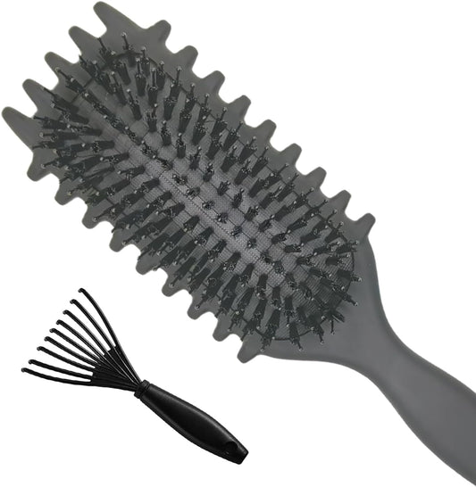 JOIYHY Curved Hair Brush, Curly Hair Brush, Brush for Hair Bounce, Professional Detangling Hair Brush for All Hair Types (Black)