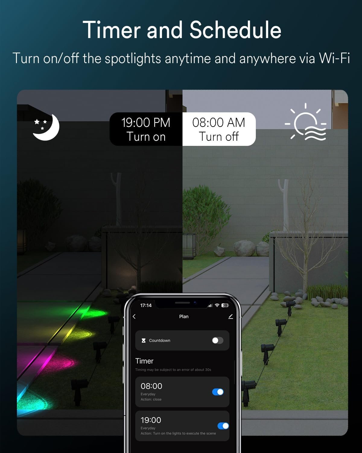 6-Pack Smart RGBW Outdoor Landscape Spotlights – 12V Low Voltage IP65 Weatherproof LED Uplights, App/Voice (Alexa/Google) & Remote Control, Auto Timer, Music Sync for Garden Yard Patio