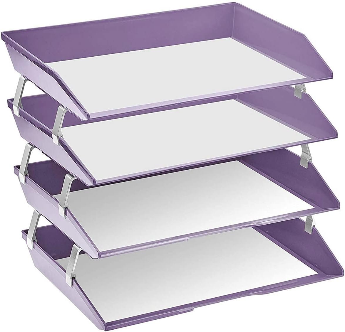 Acrimet Facility 4 Tier Letter Tray, Side Load, Letter Size/A4, Desktop File Organizer, Plastic (Solid Purple)