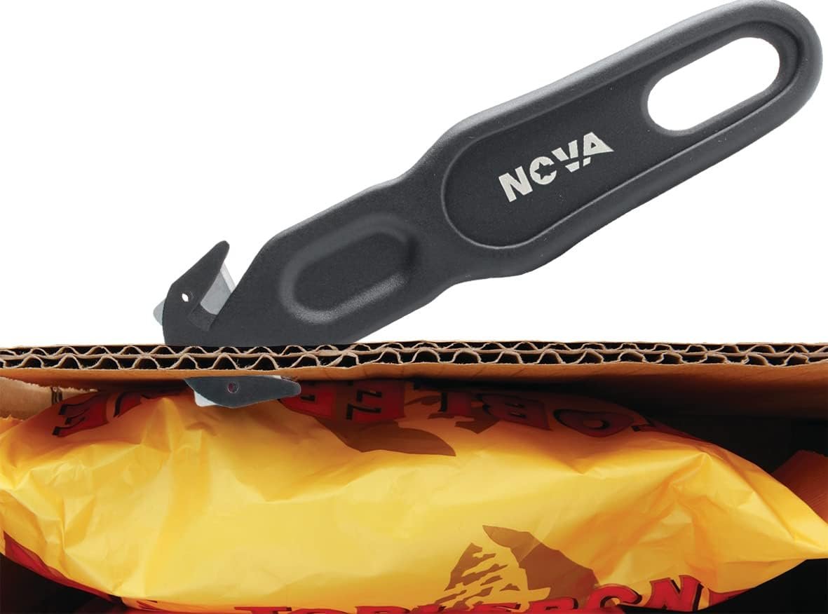 Nova Safety Cutter Tool, Ergonomic Film Cutting Blade, Box, strap, carton and package Opener (Black, 5 Pack)