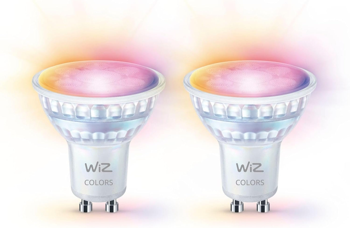 WiZ Tunable White and Colour LED Spotlights GU10 Pack of 2 (345 lm), 50 W Glass Spotlights with 16 Million Colours or Warm to Cool White Dimmable Light, Smart Light Control via WLAN by Voice/App